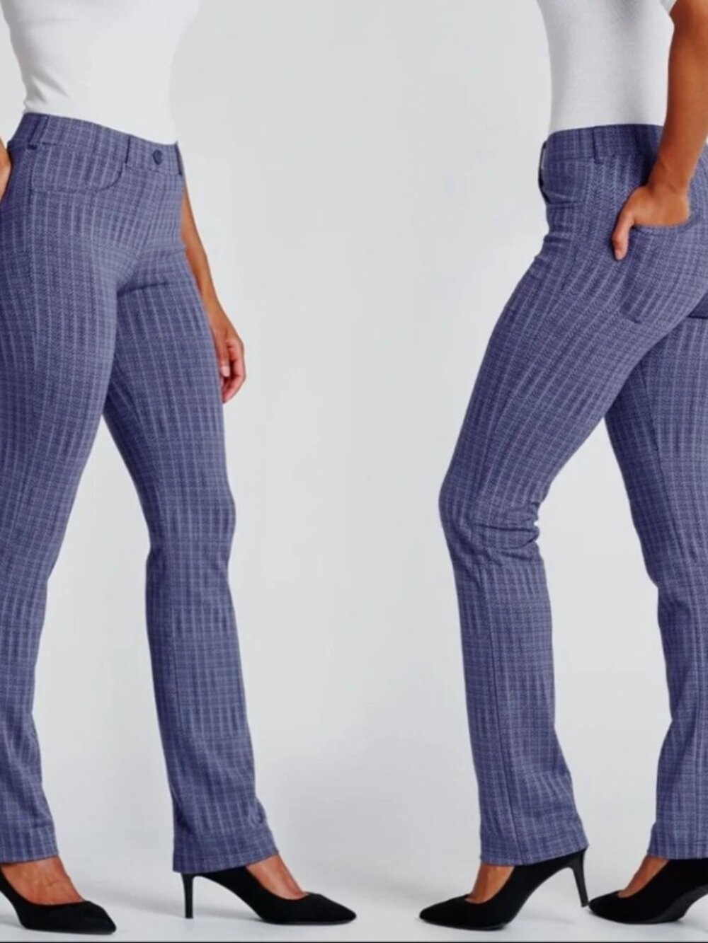 New Betabrand Azul Block Print Straight 7 Pocket Dress Pant Yoga Pants Small